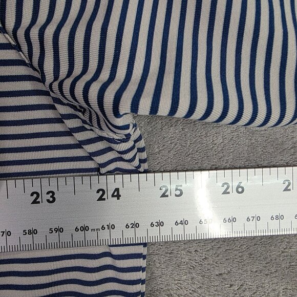 Mens Blue & White Striped Performance Polo Shirt Short Sleeve Polyester Size XL - Picture 5 of 7